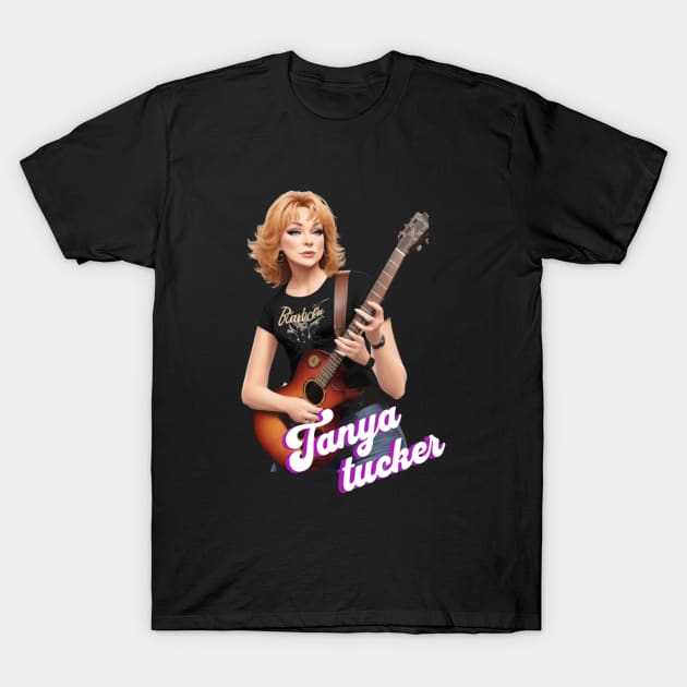 tanya tucker //retro vector playing guitar T-Shirt by girls store